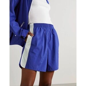 RAG & BONE Penn Pull-On Stripe Shorts Relaxed Fit Blue High Rise Gym Athleisure